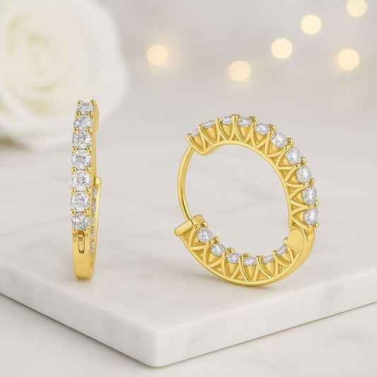 Lab Created Diamond Eco Friendly Diamond Birthday Gift Round Cut Diamond Hoop Earrings