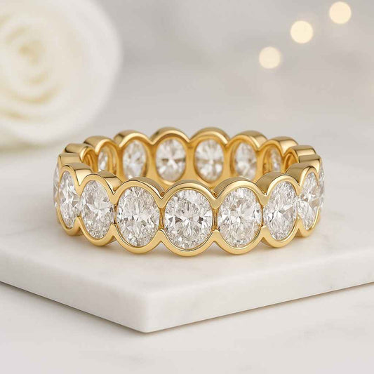 Lab Diamond Band Wedding Gift For Women Full Eternity Band Oval Cut Lab Grown Diamond Engagement Ring
