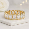 14k Gold Half Bezel Setting Oval Cut Diamond Band