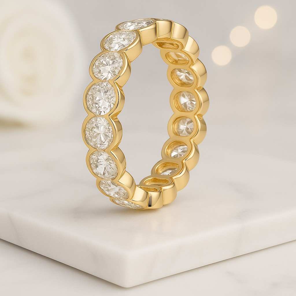 Lab Diamond Band Wedding Gift For Women Full Eternity Band Oval Lab Grown Diamond Engagement Ring