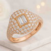 Baguette And Round Diamond Pinky Ring