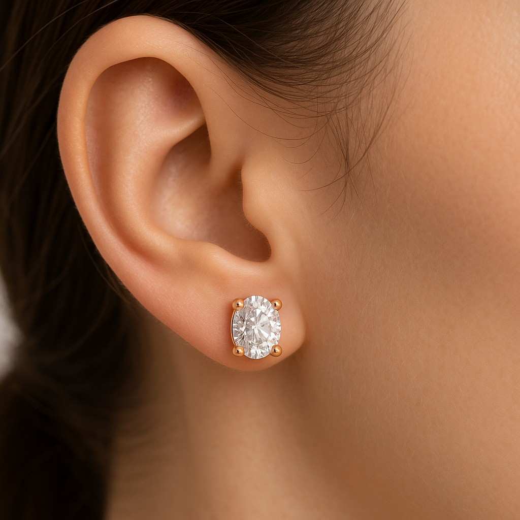Lab Diamond Womens Earring Oval Cut Lab Grown Diamond Stud Earrings for Women