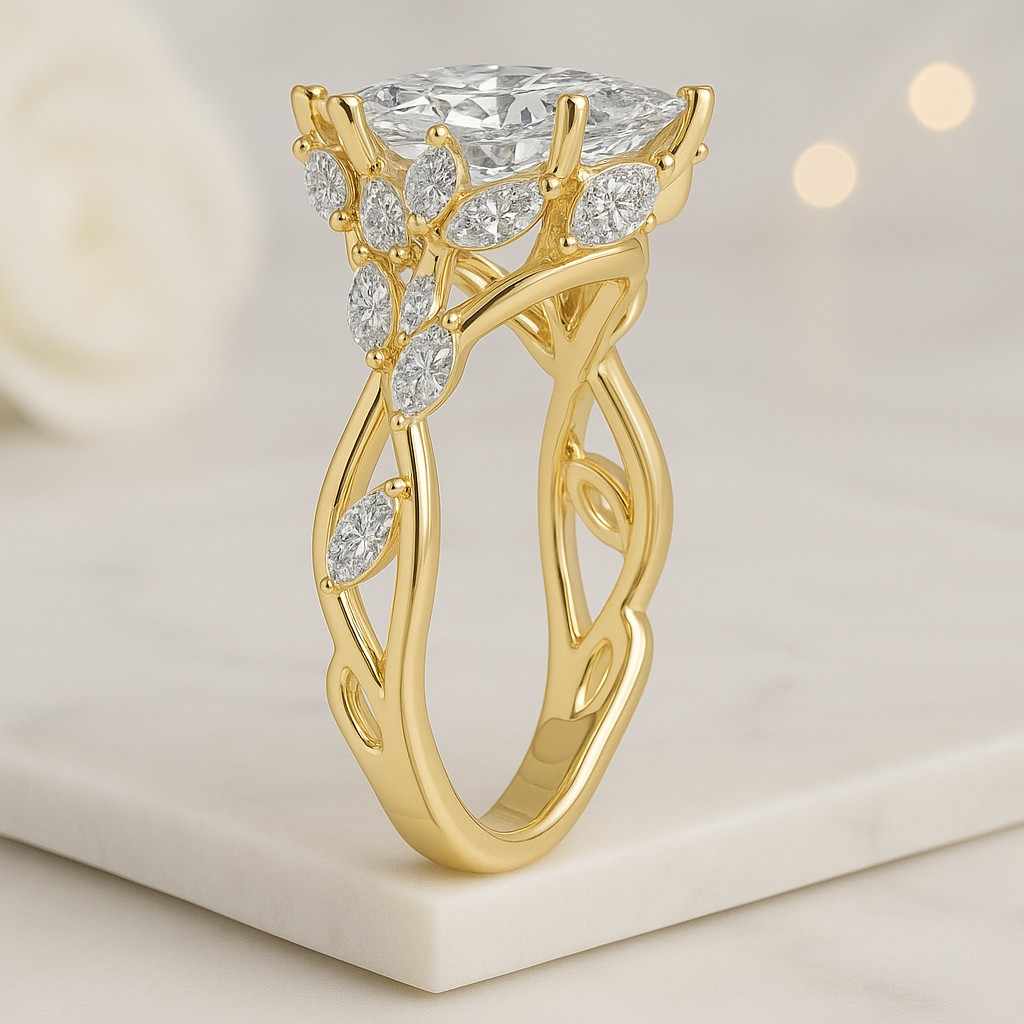 Lab Grown Diamond Anniversary Ring Unique Proposal Ring for Her Six Claw Prong Setting Ring Gifts