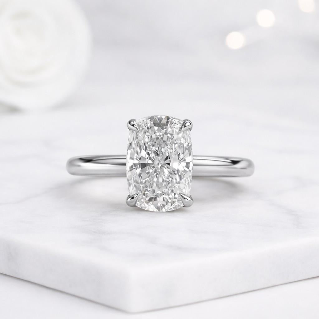 
lab grown diamond cathedral engagement ring