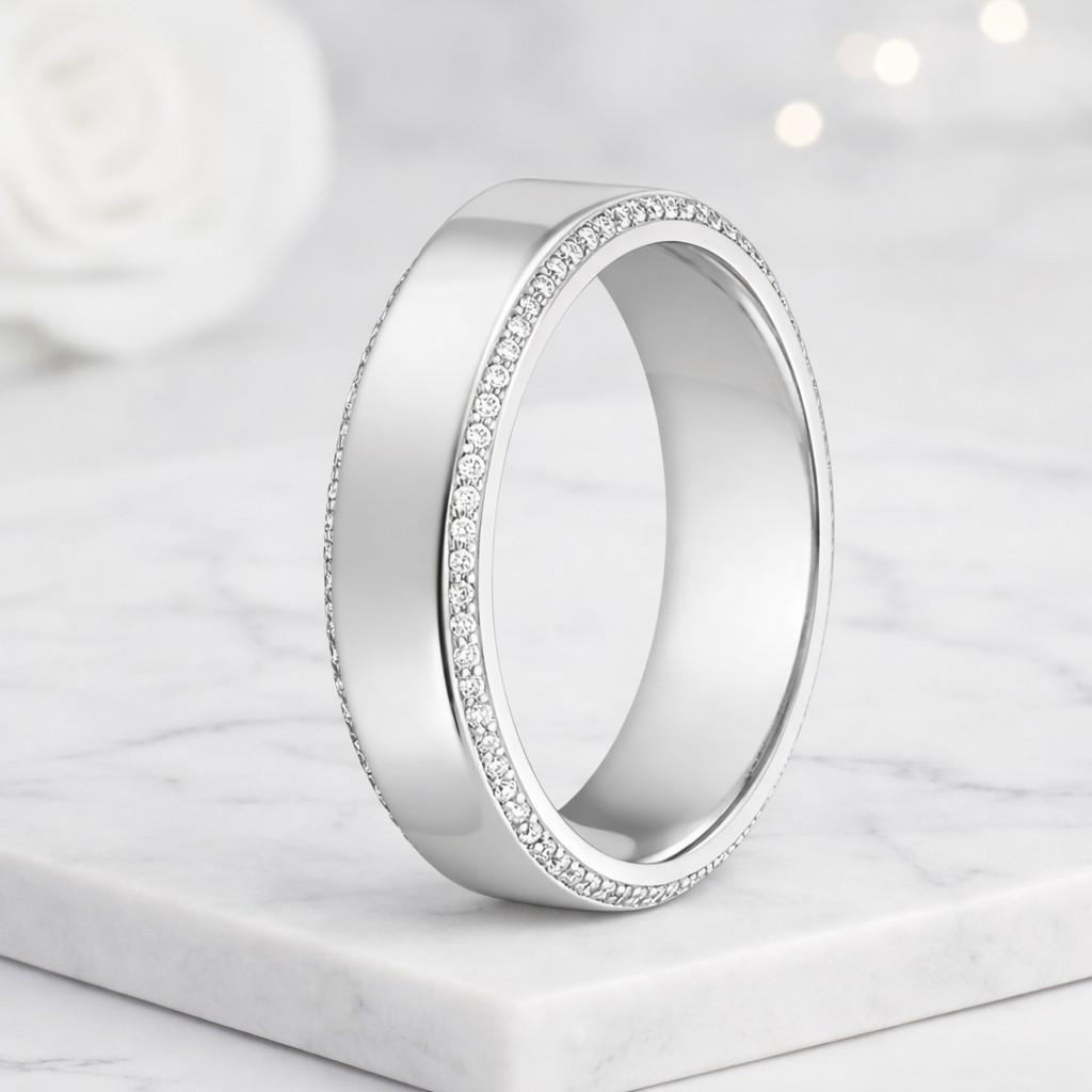 lab grown diamond double side pave band unique eternity wedding