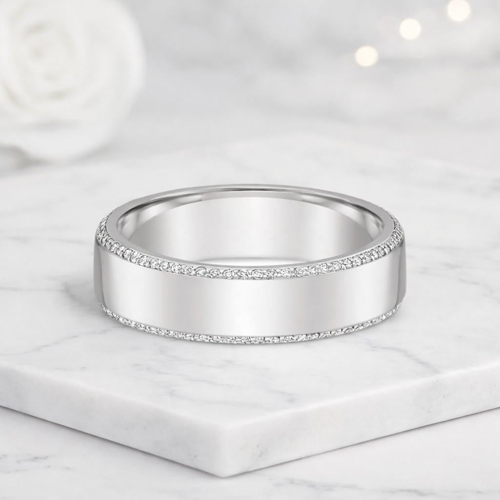 Lab Grown Diamond Double Side Pave Band Unique Eternity Wedding Band