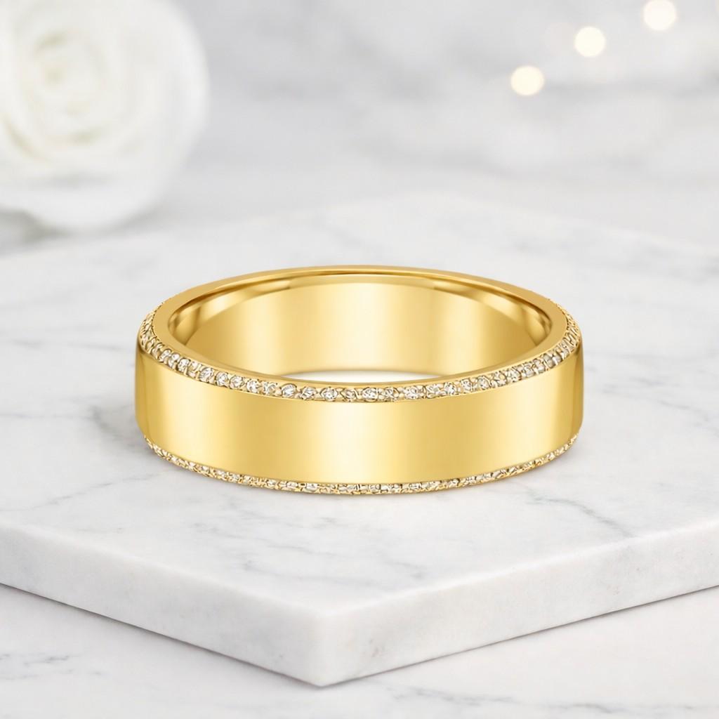 lab grown diamond double side pave band unique eternity wedding band
