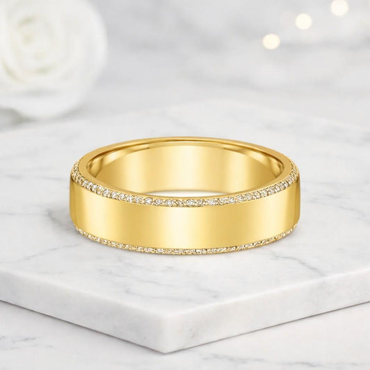 Lab Grown Diamond Double Side Pave Band Unique Eternity Wedding Band