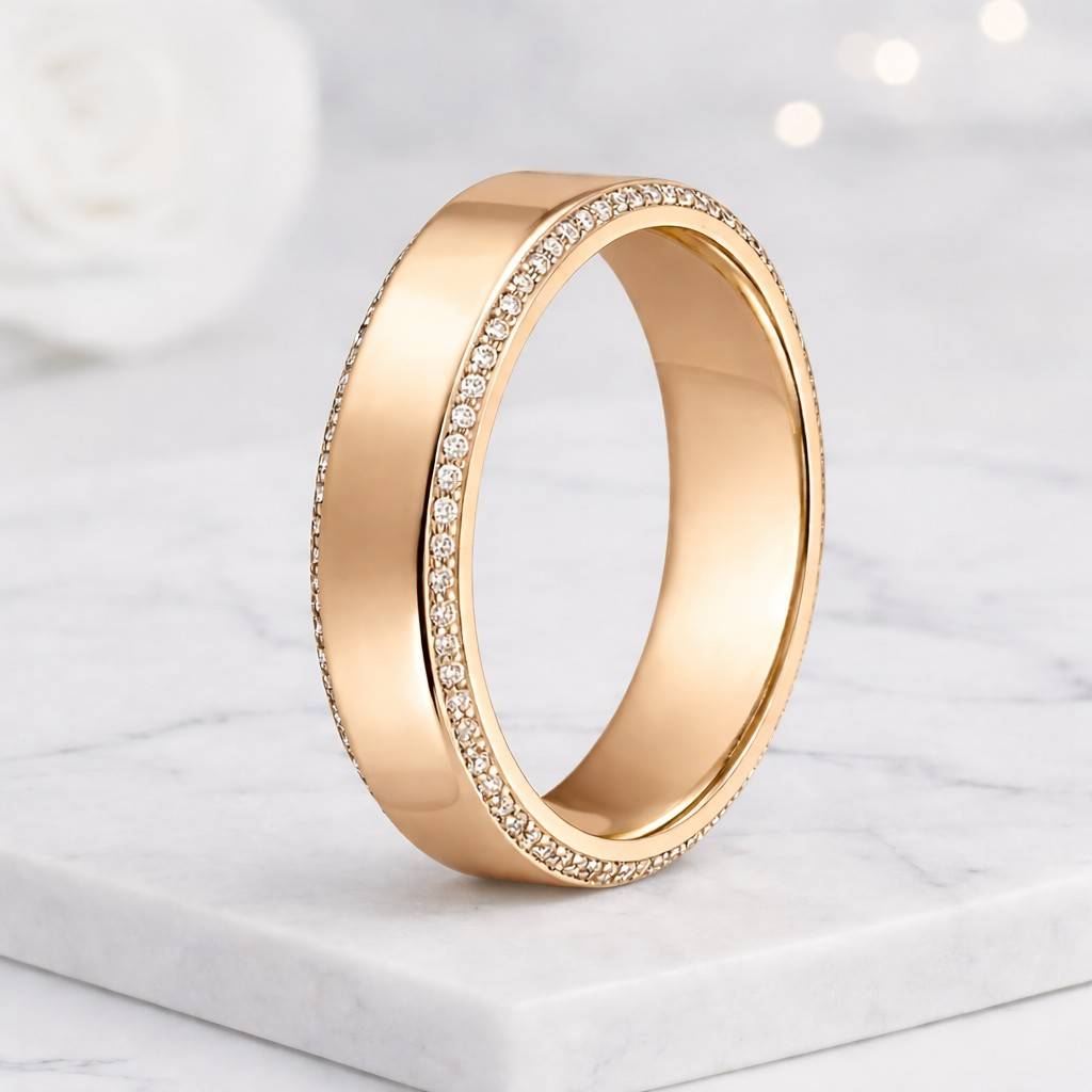 Lab Grown Diamond Double Side Pave Band Unique Eternity Wedding Bands