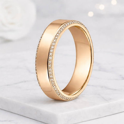 Lab Grown Diamond Double Side Pave Band Unique Eternity Wedding Bands