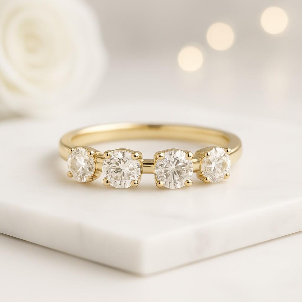 Lab Grown Diamond Half Bezel Set Engagement Ring