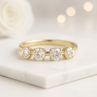 Lab Grown Diamond Half Bezel Set Engagement Ring