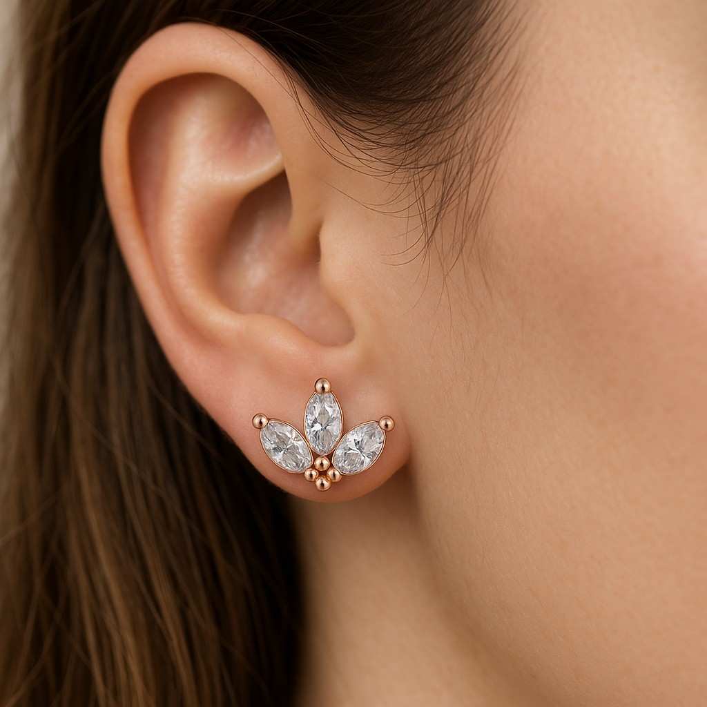 lab grown diamond marquise flower stud earring marquise lab diamond earrings cluster lab grown wedding earrings