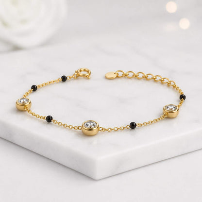 Lab Grown Diamond Station Bracelet, 14K Solid Gold Adjustable Bar Link Bracelet, Dainty Stacking Bracelet, Anniversary Gift for Her