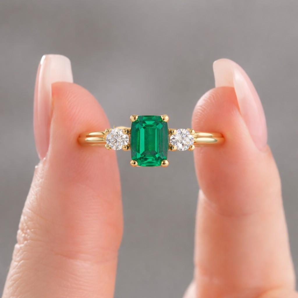 lab grown diamond wedding ring trilogy ring engagement ring