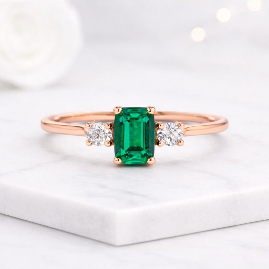 lab grown emerald engagement ring