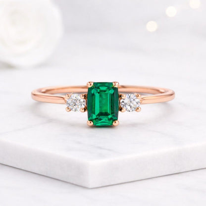 Lab Grown Emerald Engagement Ring
