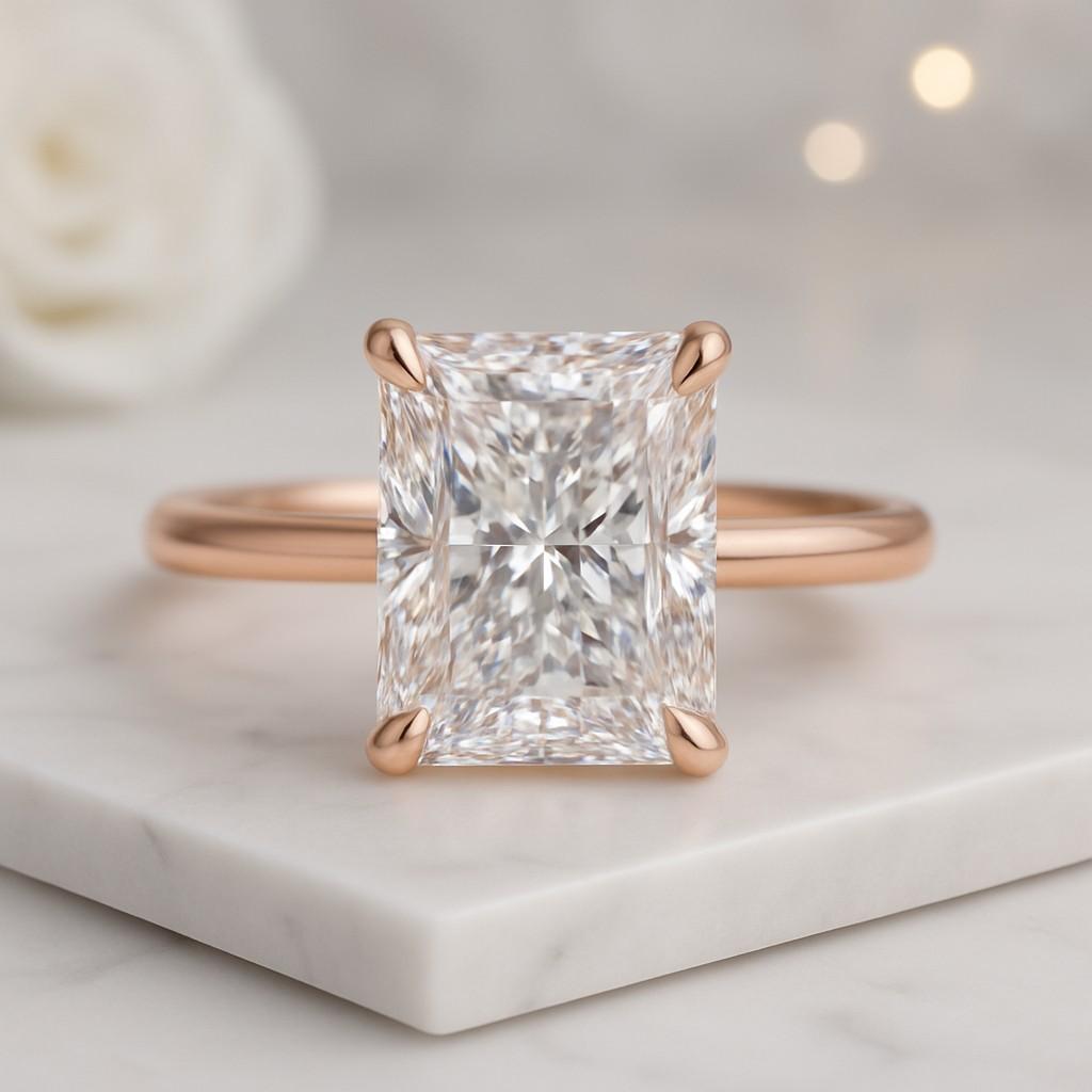 Lab Grown Engagement Ring IGI Certified Diamond Ring Hidden Halo Pave Diamond Ring