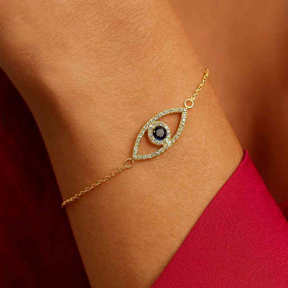 Ladies Gold Bangle Bracelet 925 Sterling Silver Evil Eye Bracelet Personalized Birthstone Evil Eye Bracelet
