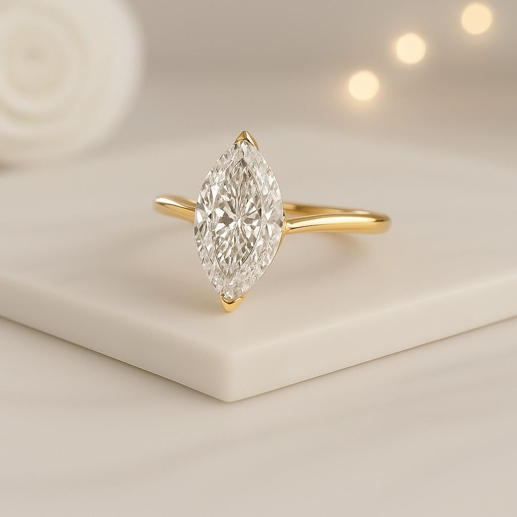 Maquise Cut CVD Diamond Ring