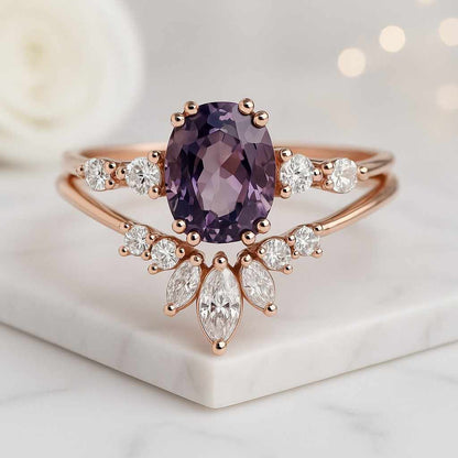 Marquise Cluster Ring Chevron Engagement Ring Set White gold ring Diamond ring
