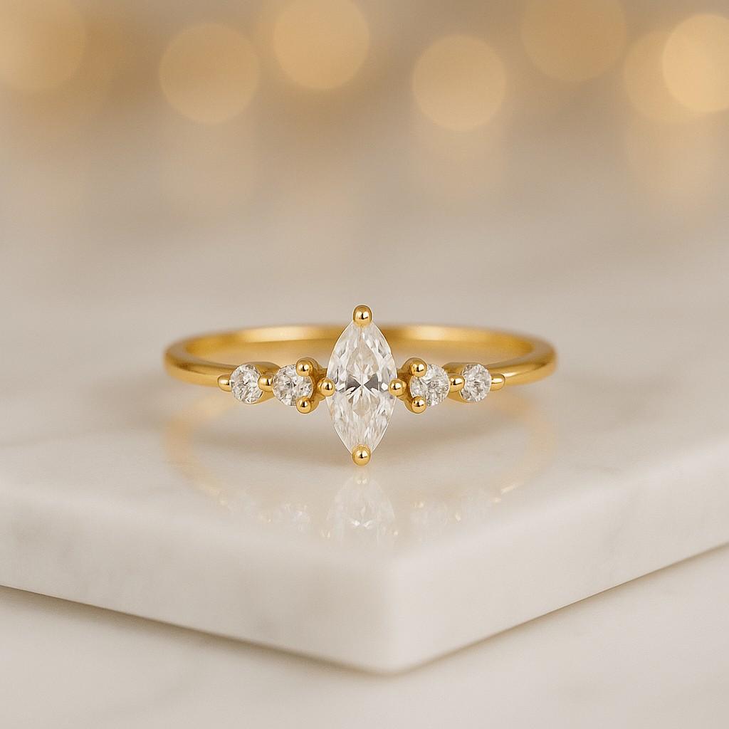 marquise cut lab diamond ring vintage diamond engagement ring solid gold unique snowdrift 6 prongs engagement ring lab diamond wedding ring
