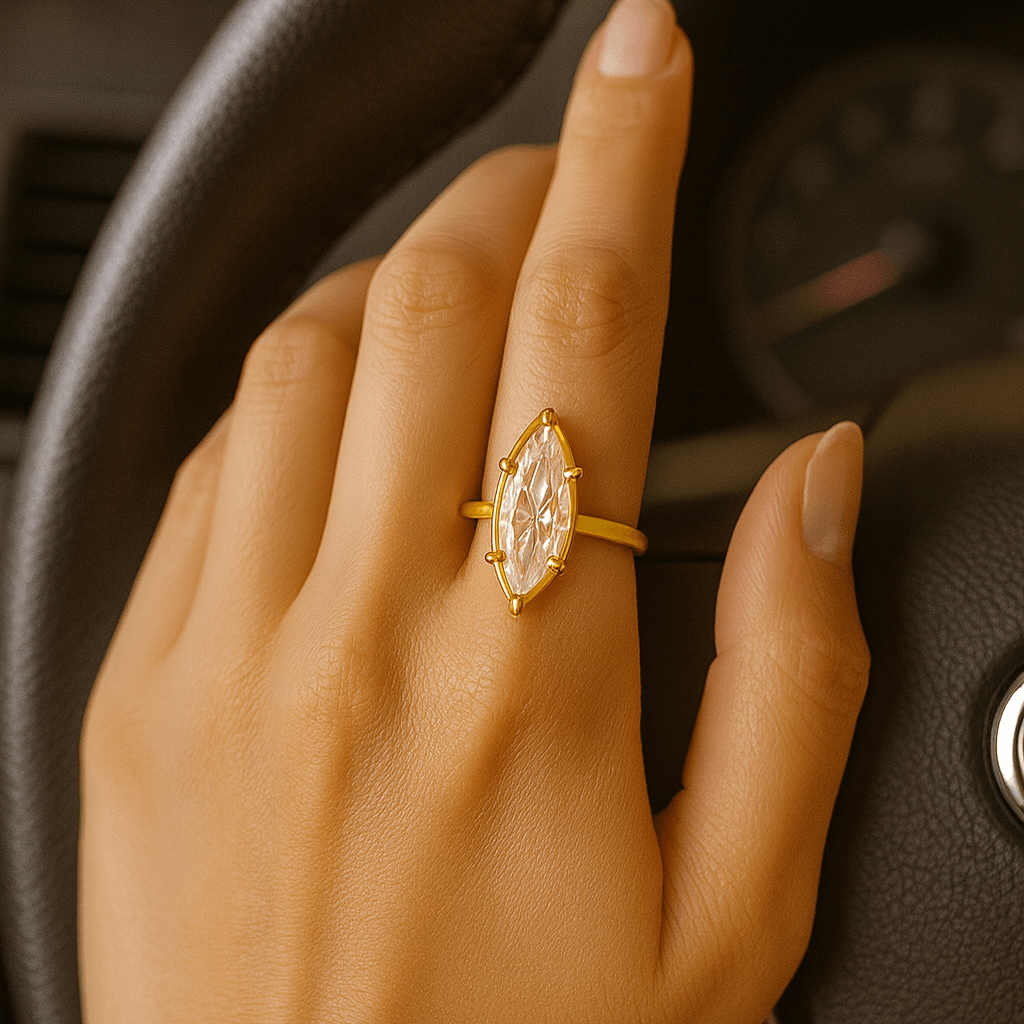 Marquise Cut Moissanite Engagement Ring