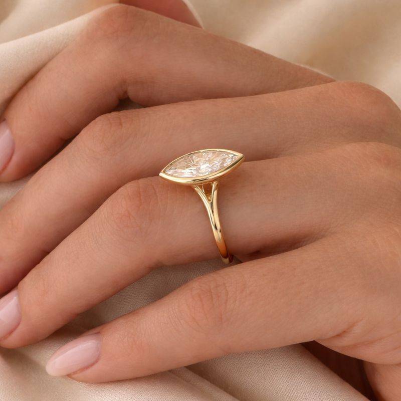 marquise cut split shank ring  