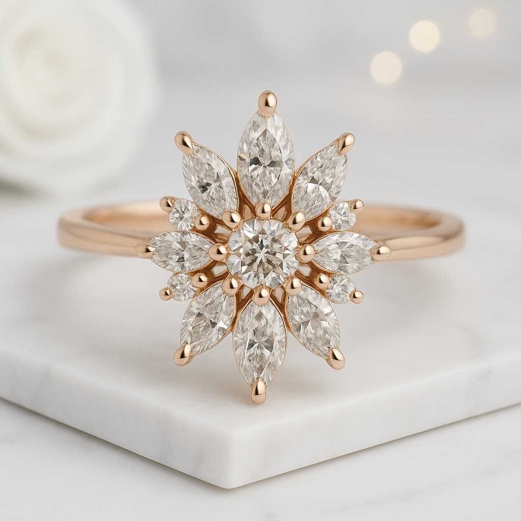 Marquise Diamond Engagement Ring Lab Grown Diamond Anniversary Ring