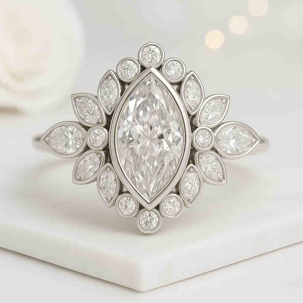 marquise diamond engagement ring muse setting ring lab grown diamond ring