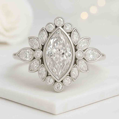 Marquise Diamond Engagement Ring Muse Setting Ring Lab Grown Diamond Ring
