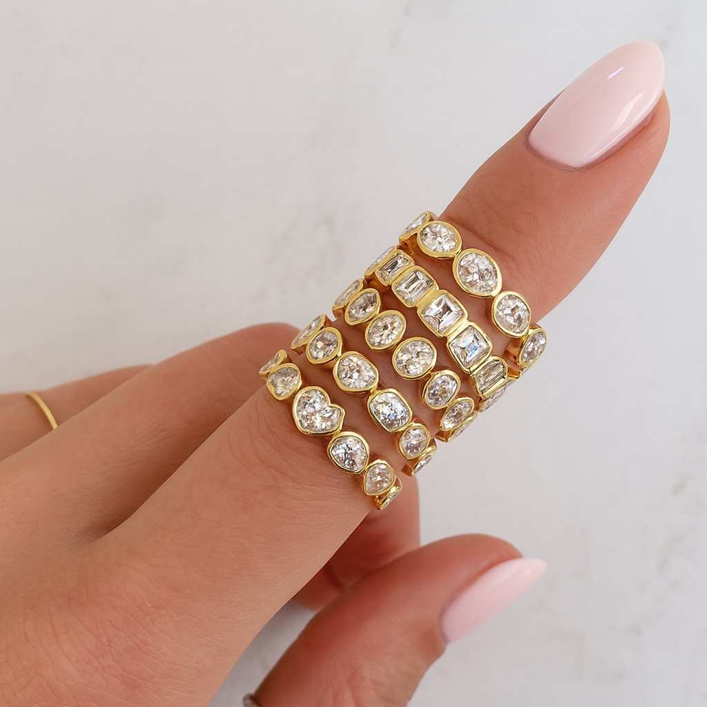  Vintage Moissanite Double Curved Wedding Band Rose Gold Moissanite Ring Enhancer Stacking Matching Promise Custom Wedding Rings  