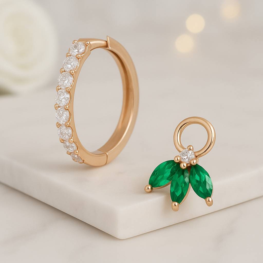 marquise emerald earrings solid gold earrings unique diamond stacking earrings hoop earrings vintage earrings promise anniversary gift