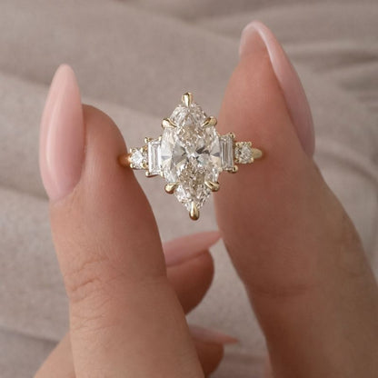 Marquise Engagement Ring With Side Stones
