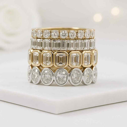 Marquise Moissanite Curved Wedding Band Vintage Yellow Gold Half Eternity Stacking Ring Unique Art deco wedding ring Anniversary ring Women
