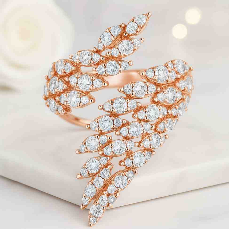 Marquise cut Lab grown diamond Floral engagement ring With IGI Certificate Nature Inspired ring Yellow Gold ring Wedding Anniversary ring