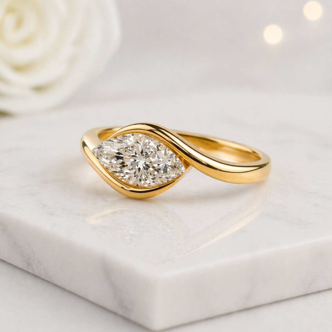 marquise cut ring bezel ring floating ring contour ring curved band infinity ring open band ring gemstone ring sparkly ring refined ring timeless ring classic ring bridal jewelry