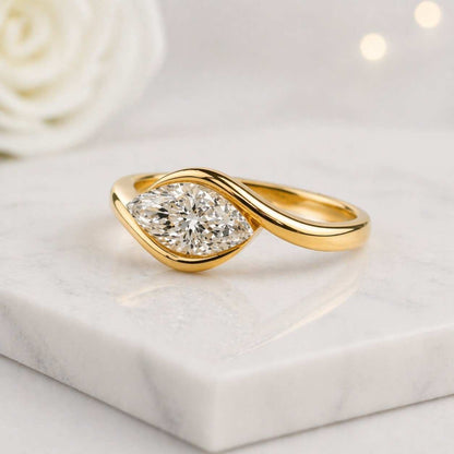 marquise cut ring bezel ring floating ring contour ring curved band infinity ring open band ring gemstone ring sparkly ring refined ring timeless ring classic ring bridal jewelry