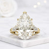 10 CT Pear Cut Lab Grown Diamond Three Stone Engagement Ring