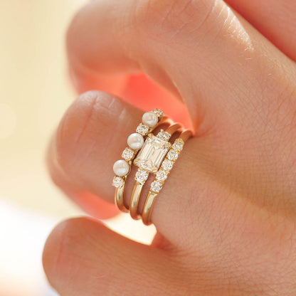Micro Pave Band - Dainty Multi Stone Bridal Ring 