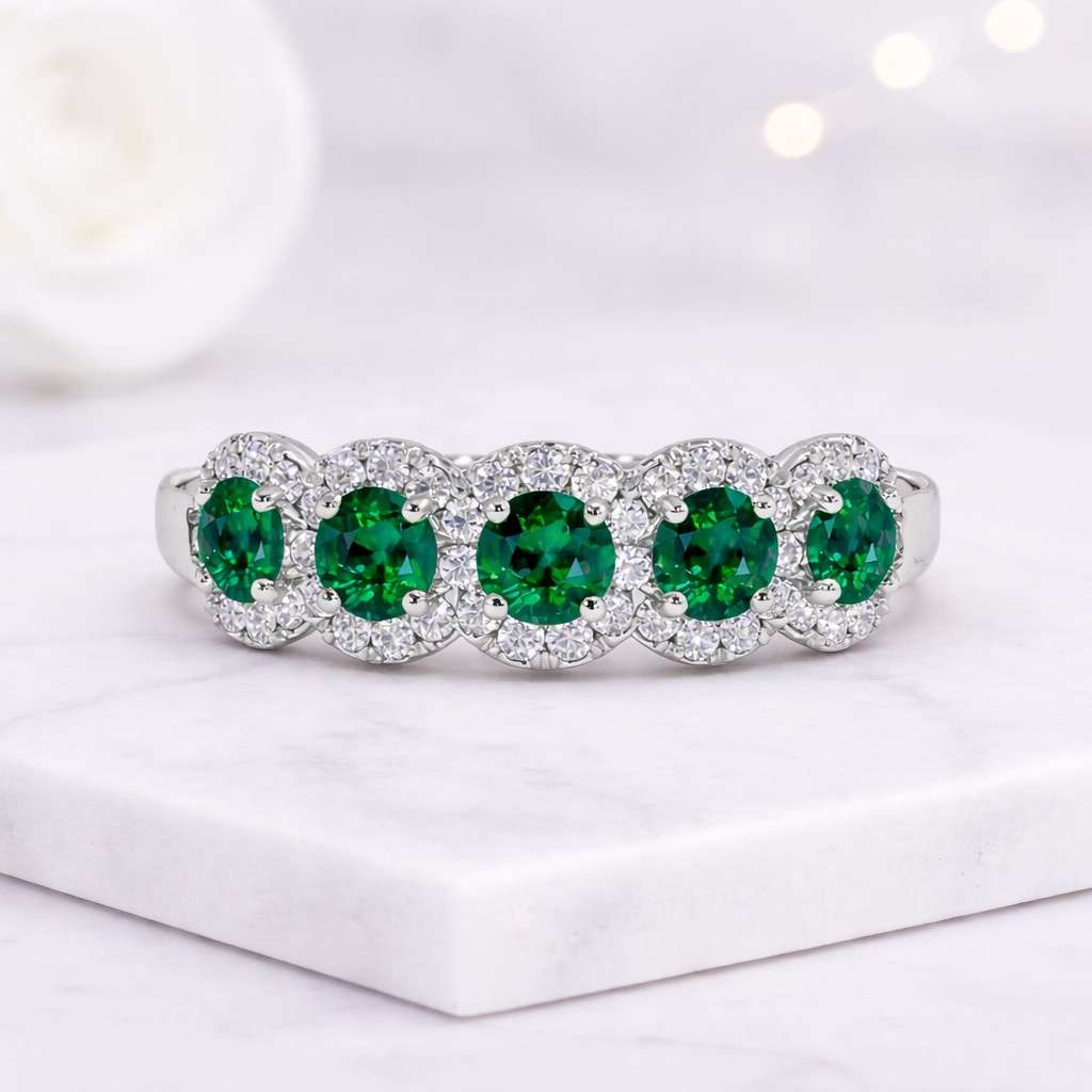 micro pave emerald eternity band
