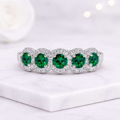 Micro Pave Emerald Eternity Band