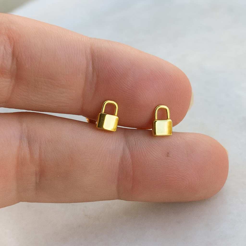 Micro Pave Lock Earrings CZ Heart Padlock Earrings