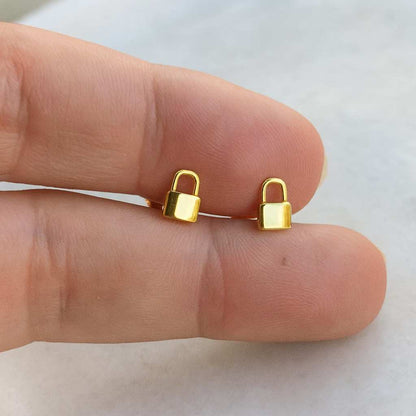 Micro Pave Lock Earrings CZ Heart Padlock Earrings