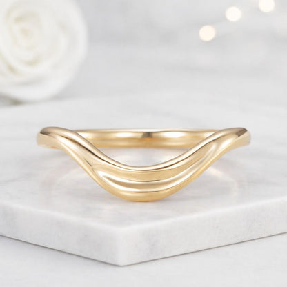 10K Solid Gold Curved Wedding Band Ring