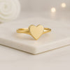 14K Solid Gold Heart Signet Ring Gold