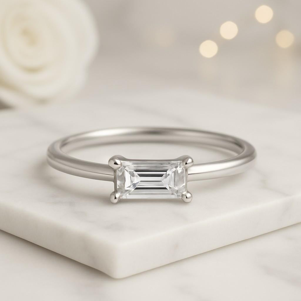 Minimalist Promise Ring Minimal Baguette Wedding Ring Thin Stacking Ring