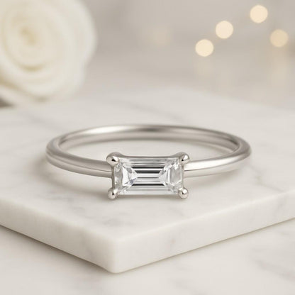 Minimalist Promise Ring Minimal Baguette Wedding Ring Thin Stacking Ring