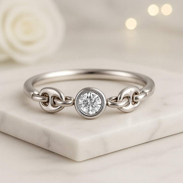 Modern Solitaire Ring Split Shank Ring Minimalist Promise Ring for Her