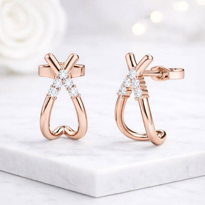Modern Studs Earrings, Dainty Diamond Earrings, Bridal Gift